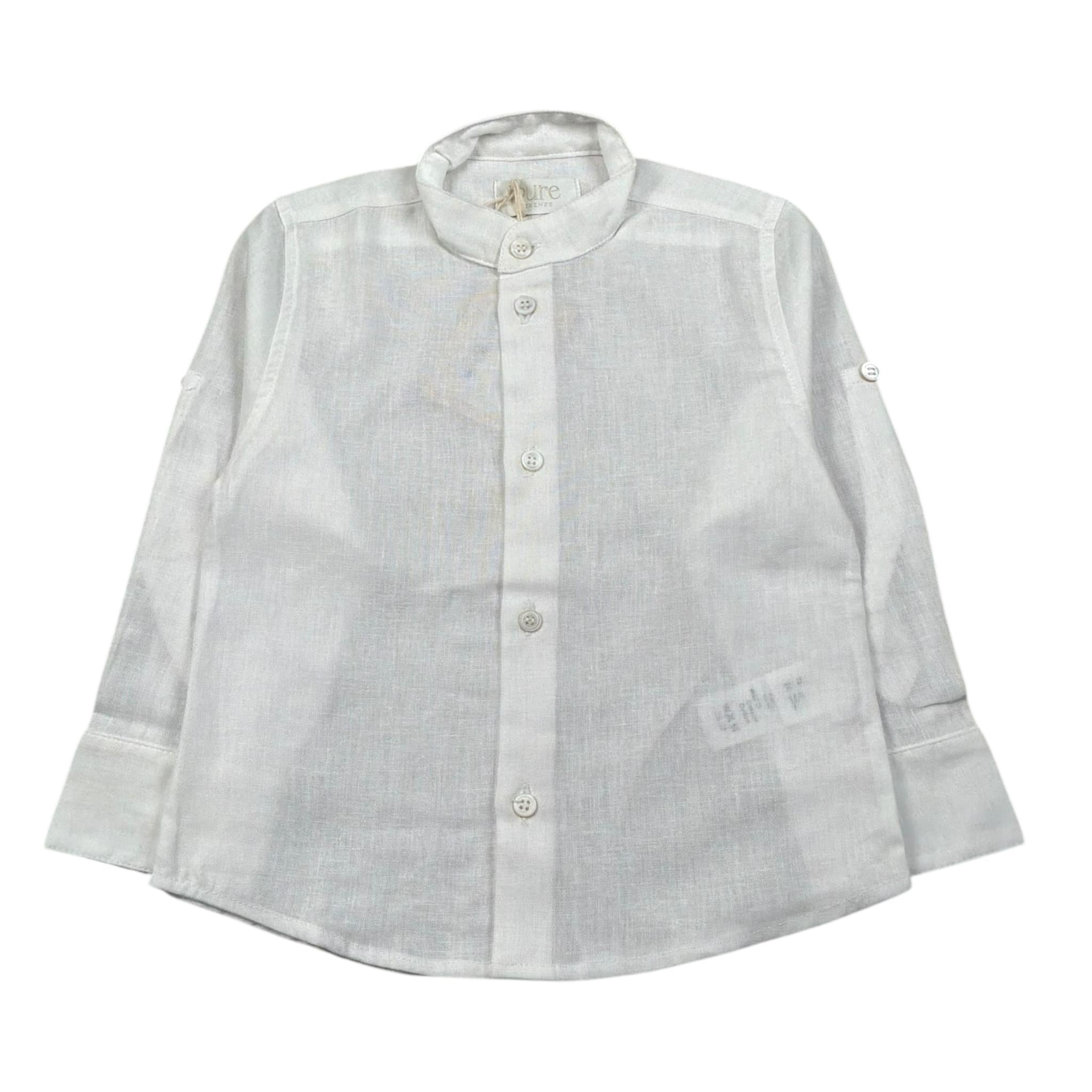 Pure Firenze Camicia Manica Lunga Collo Coreano Tinta Unita per Neonato PC03176 BIANCO PURE FIRENZE 