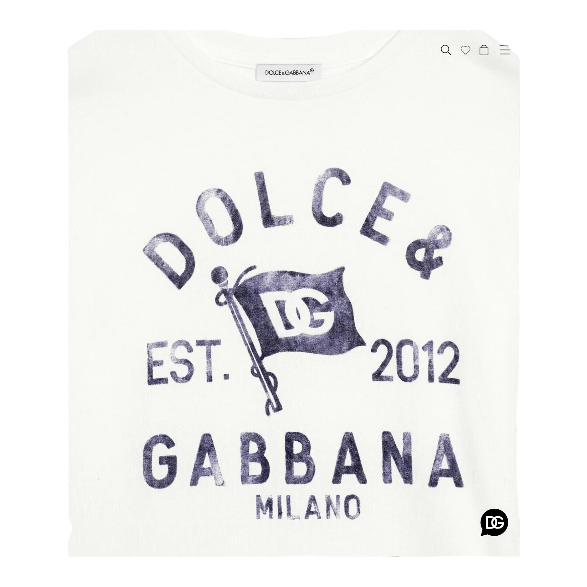 Dolce & Gabbana T-Shirt Girocollo Tinta Unita con Stampa per Neonato L1JTEY BIANCO DOLCE & GABBANA 