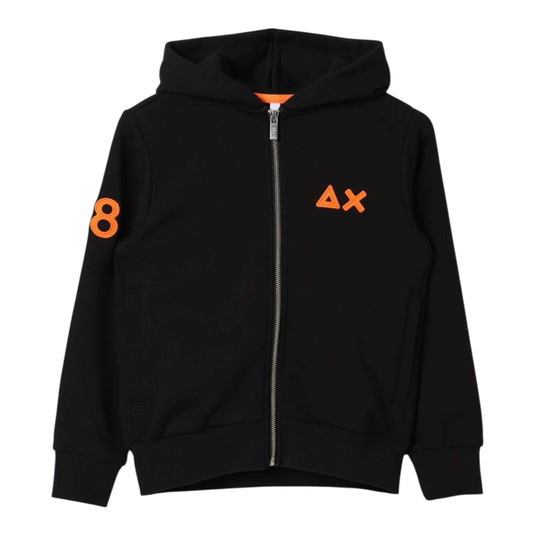 SUN68 felpa con zip e cappuccio tinta unita con logo Nero per Neonato F44331N NERO SUN68 