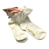 Angel'S Face Plain Socks With Cream Tulle For Girls