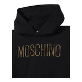 MOSCHINO felpa chiusa cn cappuccio tinta unita con applicazioni Nero per Bambina HDF05Z NERO MOSCHINO 