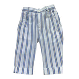 Manuel & Frank Pantalone Tinta Unita con Fantasia A Righe per Neonato MF1527I BIANCO/AZZURRO MANUEL & FRANK 