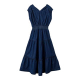 Liu Jo Solid Color Blue Denim Sleeveless Dress For Girls