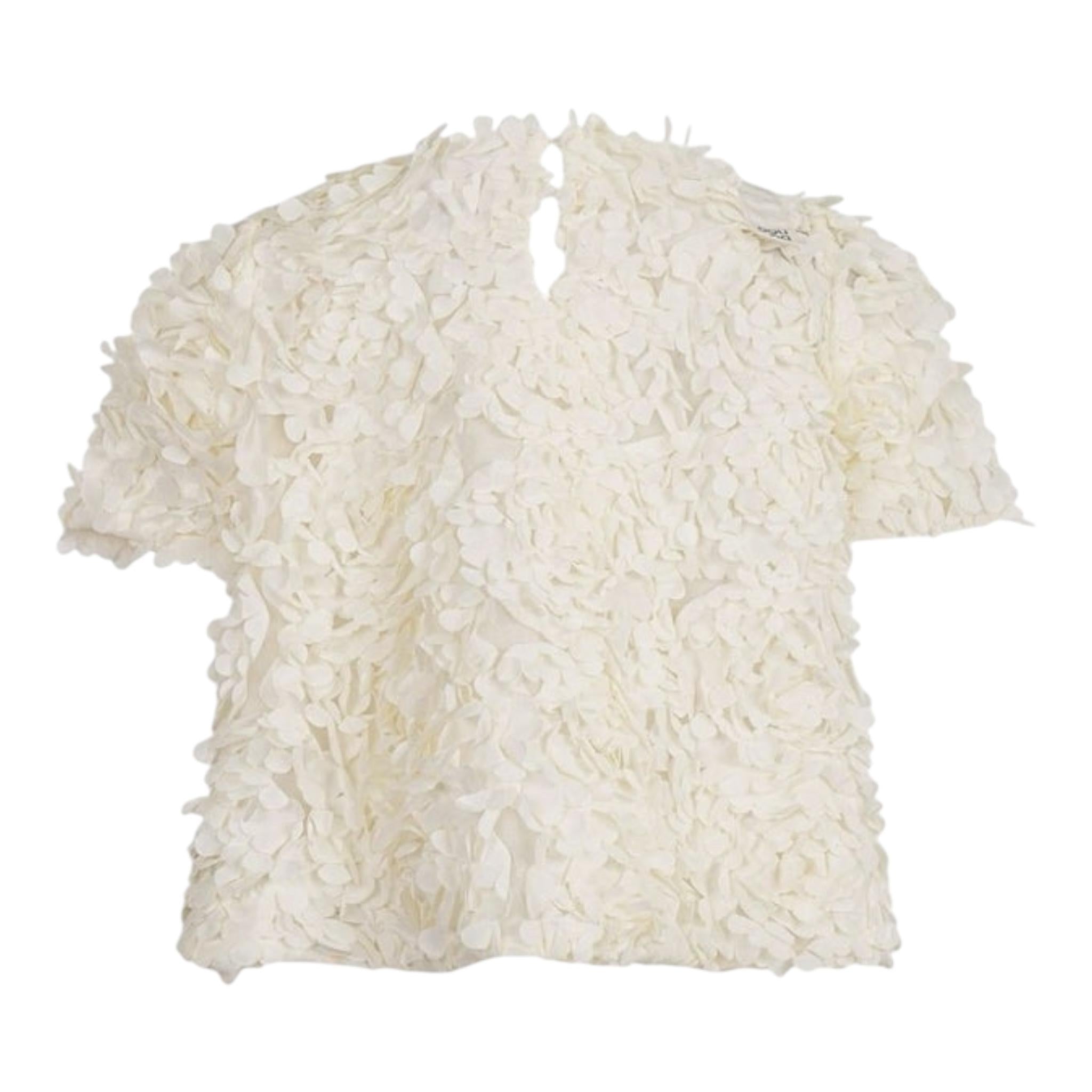 Dou Dou T-Shirt Girocollo Tinta Unita con Applicazioni per Bambina DW5A61 PANNA DOU DOU 