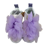 Miss Grant Solid Color Sneaker with Beige/Purple Bow for Girls