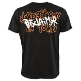 Disclaimer Black Contrast Print Solid Color Crew Neck T-Shirt For Boys