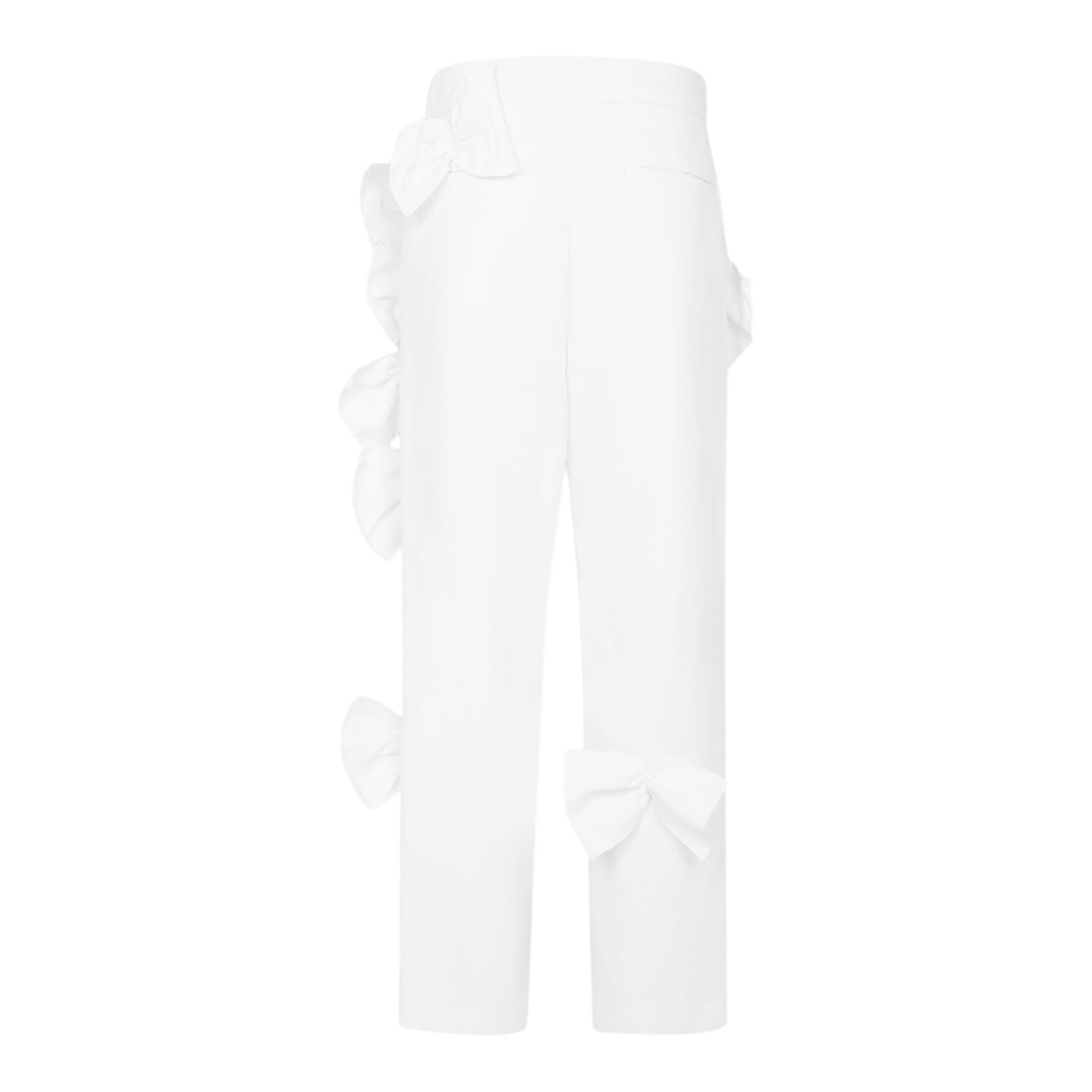 Simonetta Pantalone Tinta Unita con Fiocchi per Bambina SW6A91 BIANCO SIMONETTA 