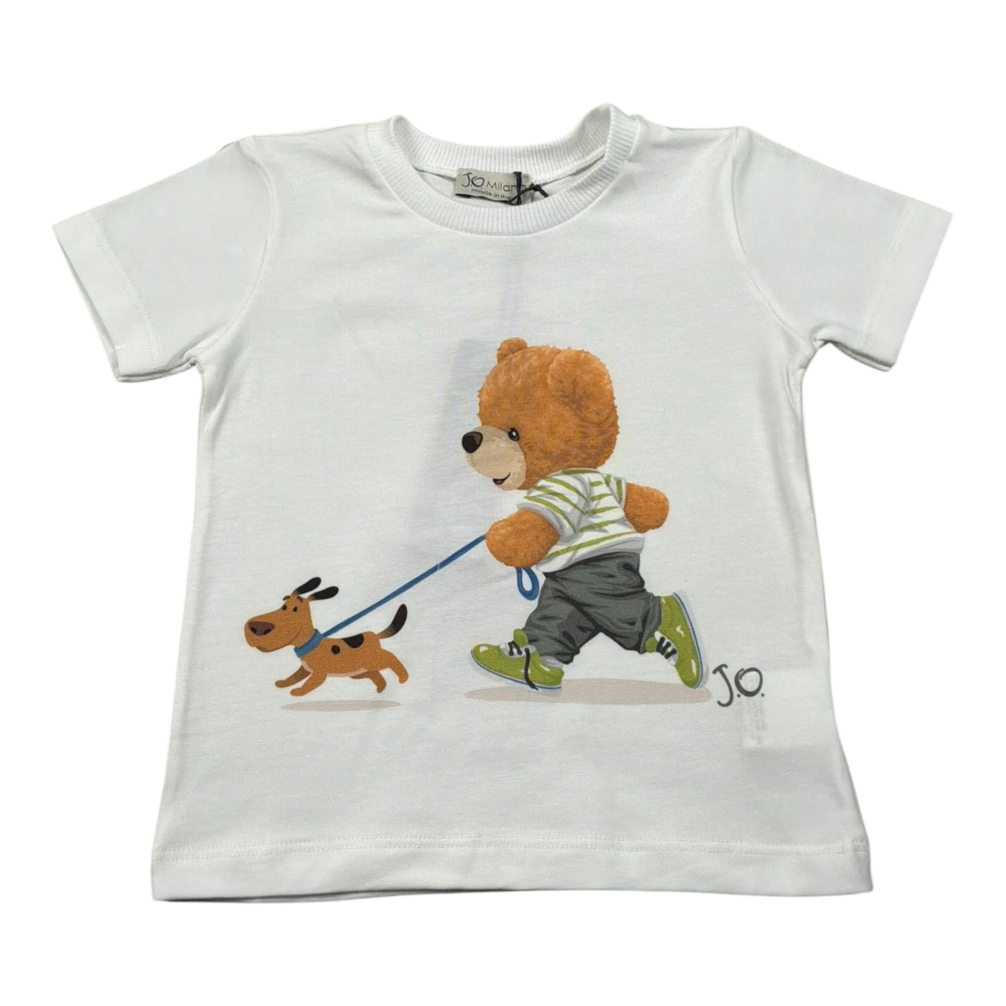 J.O. Milano T-Shirt Girocollo Tinta Unita con Stampa Orso per Neonato 576N4 BIANCO J.O. MILANO 