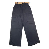 Janice Black Solid Color Palazzo Pants With Belt For Girls