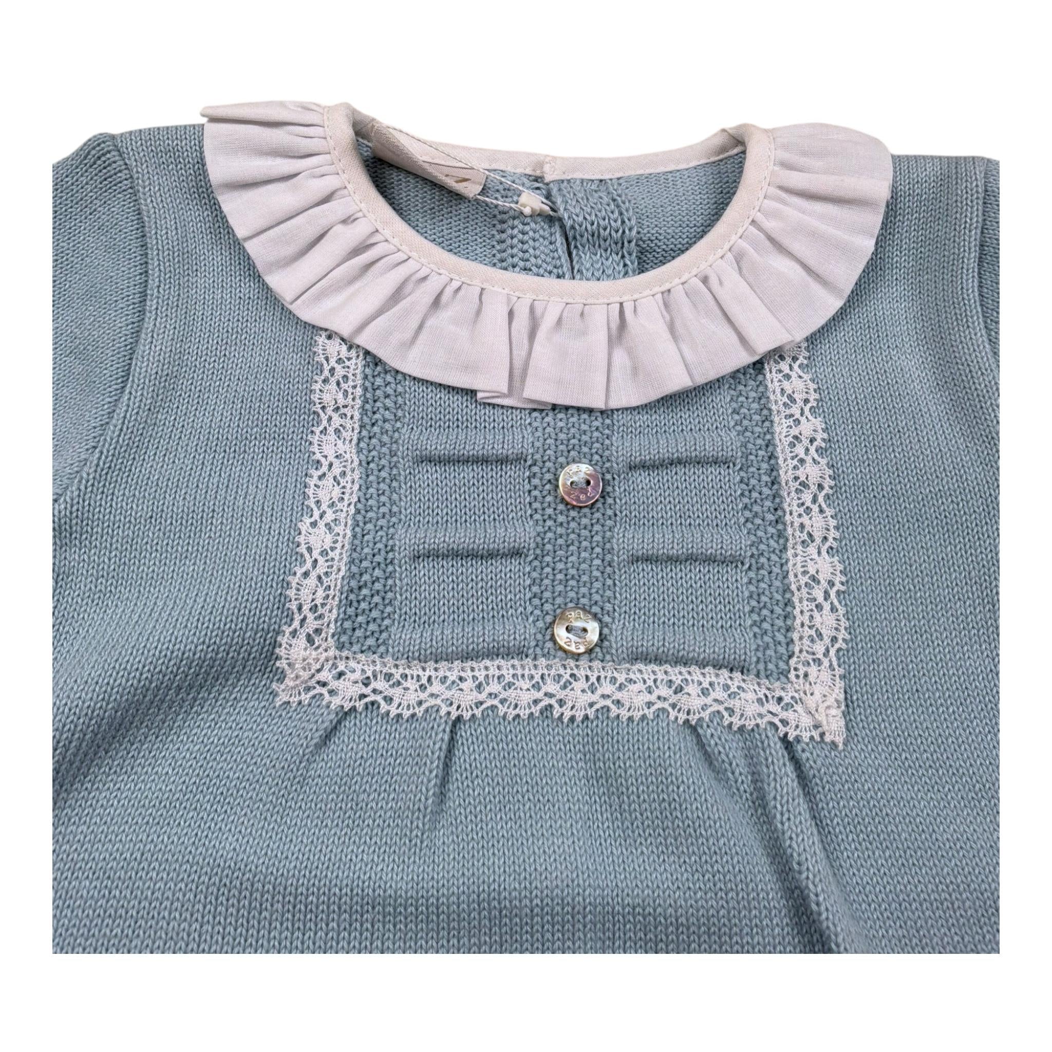 Paz Rodriguez Pagliaccetto Mezza Manica Tinta Unita con Ricami per Neonata 005121703 AZZURRO PAZ RODRIGUEZ 