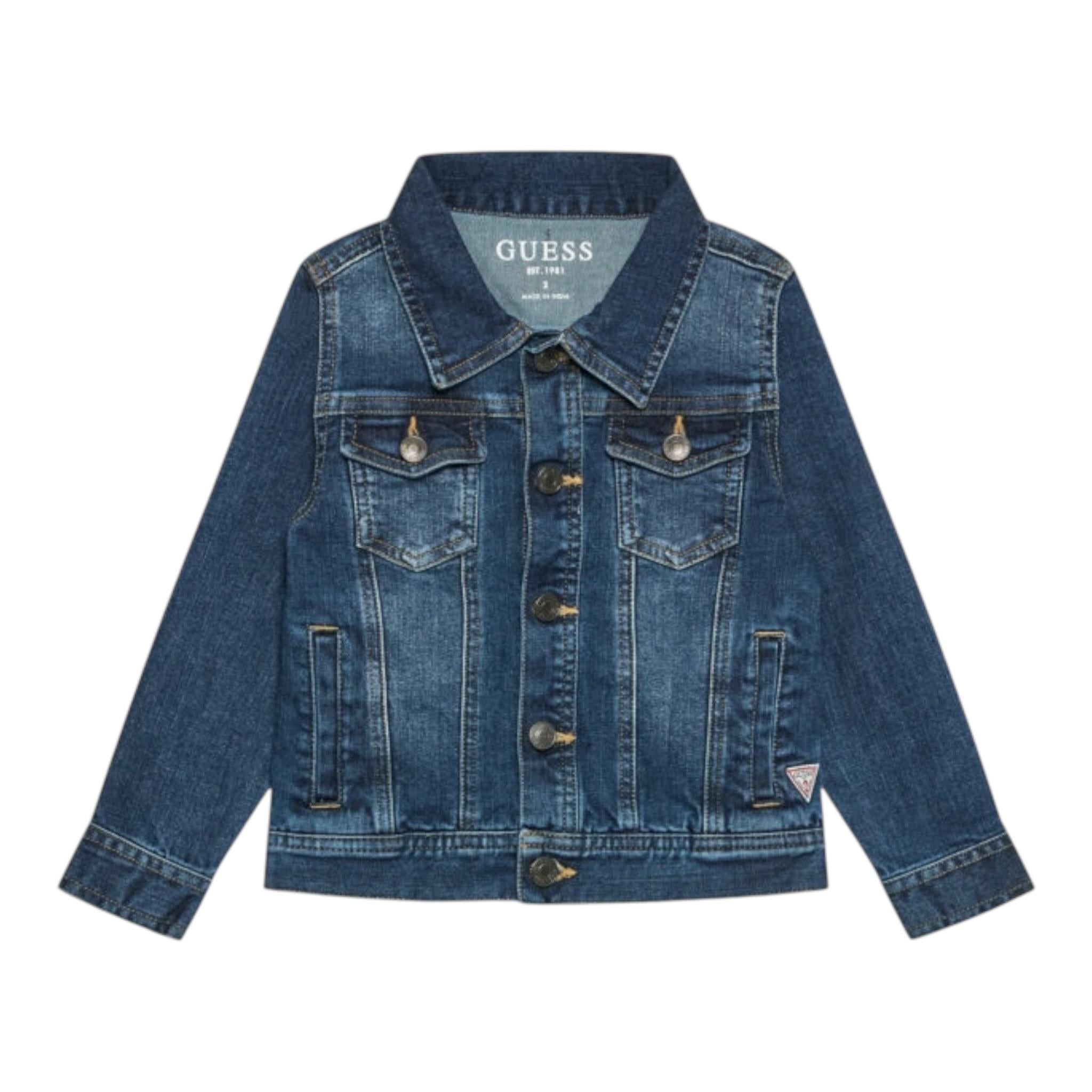 Guess Giubbino In Denim Tinta Unita con Stelle per Neonata N0BL08D4H60 BLU GUESS 