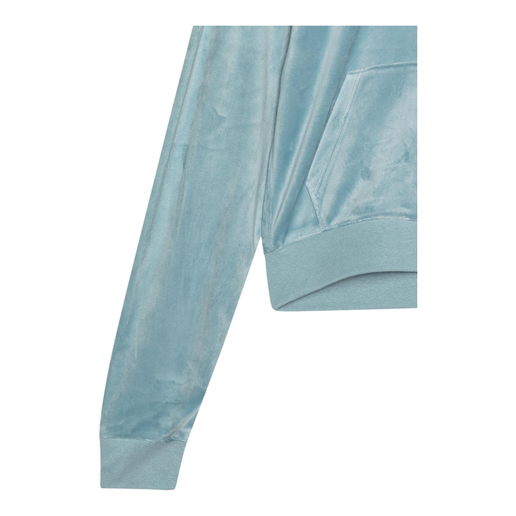 Juicy Couture Felpa Tinta Unita In Velluto con Zip E Cappuccio per Bambina JBX6489 VERDE ACQUA JUICY COUTURE 