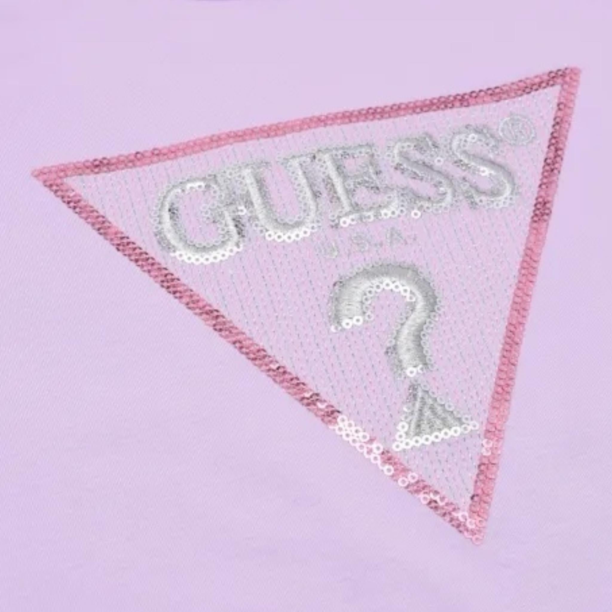 Guess T-Shirt Girocollo Tinta Unita con Stampa per Neonata K4GI11K6YW4 LILLA GUESS 