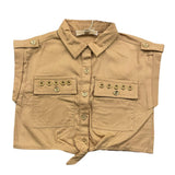 Michael Kors Camicia Giromanica Tinta Unita con Tasche per Bambina R30061 BEIGE MICHAEL KORS 