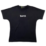 Disclaimer Black Contrast Print Solid Color Crew Neck T-Shirt For Boys