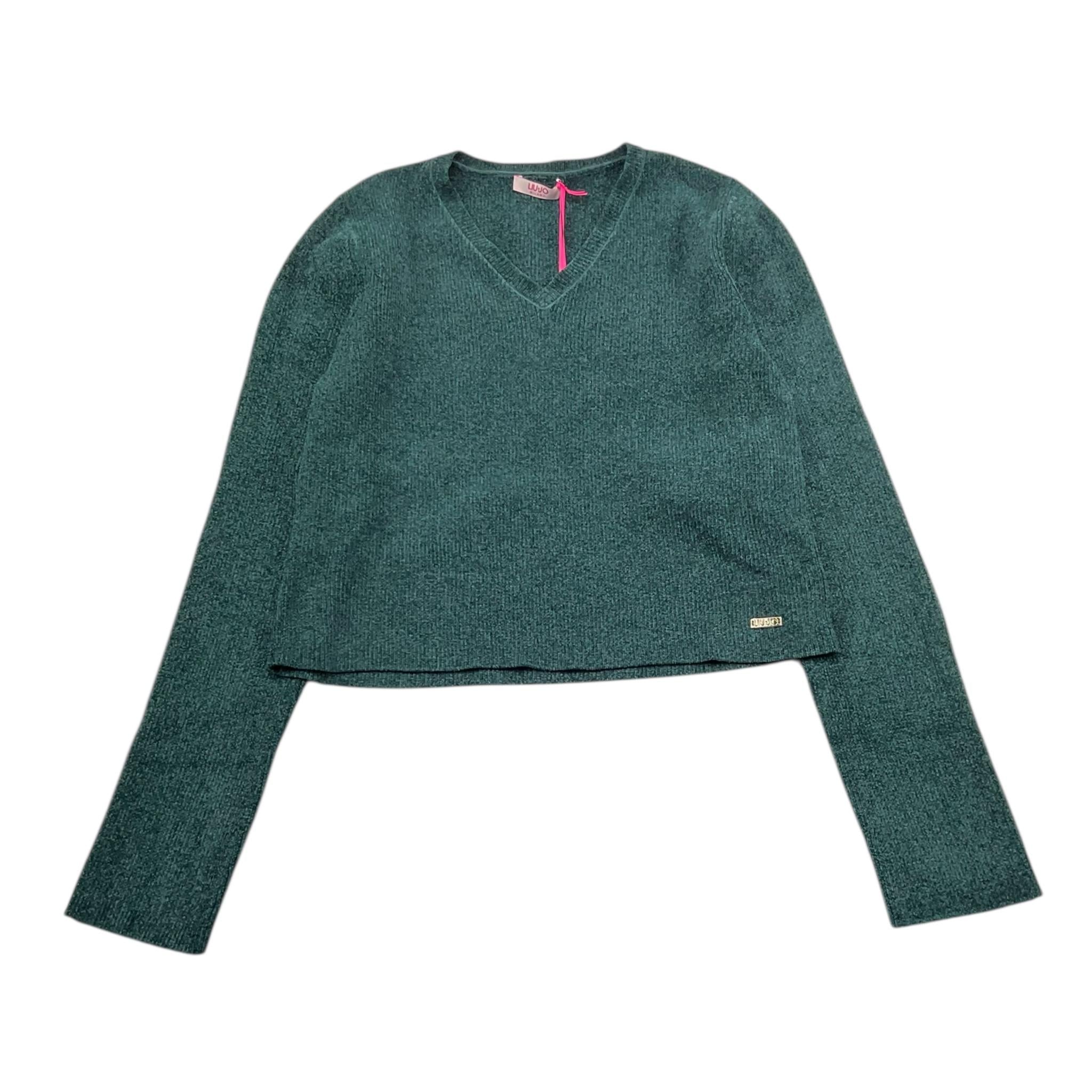 LIU JO maglia tinta unita con scollo a v Verde per Bambina GF3104 VERDE LIU JO 