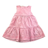 Liu Jo Solid Color Sleeveless Dress With Pink Check Pattern For Baby Girl