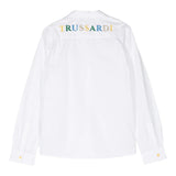 Trussardi Long Sleeve Shirt Solid Color with White Logo Print for Newborns