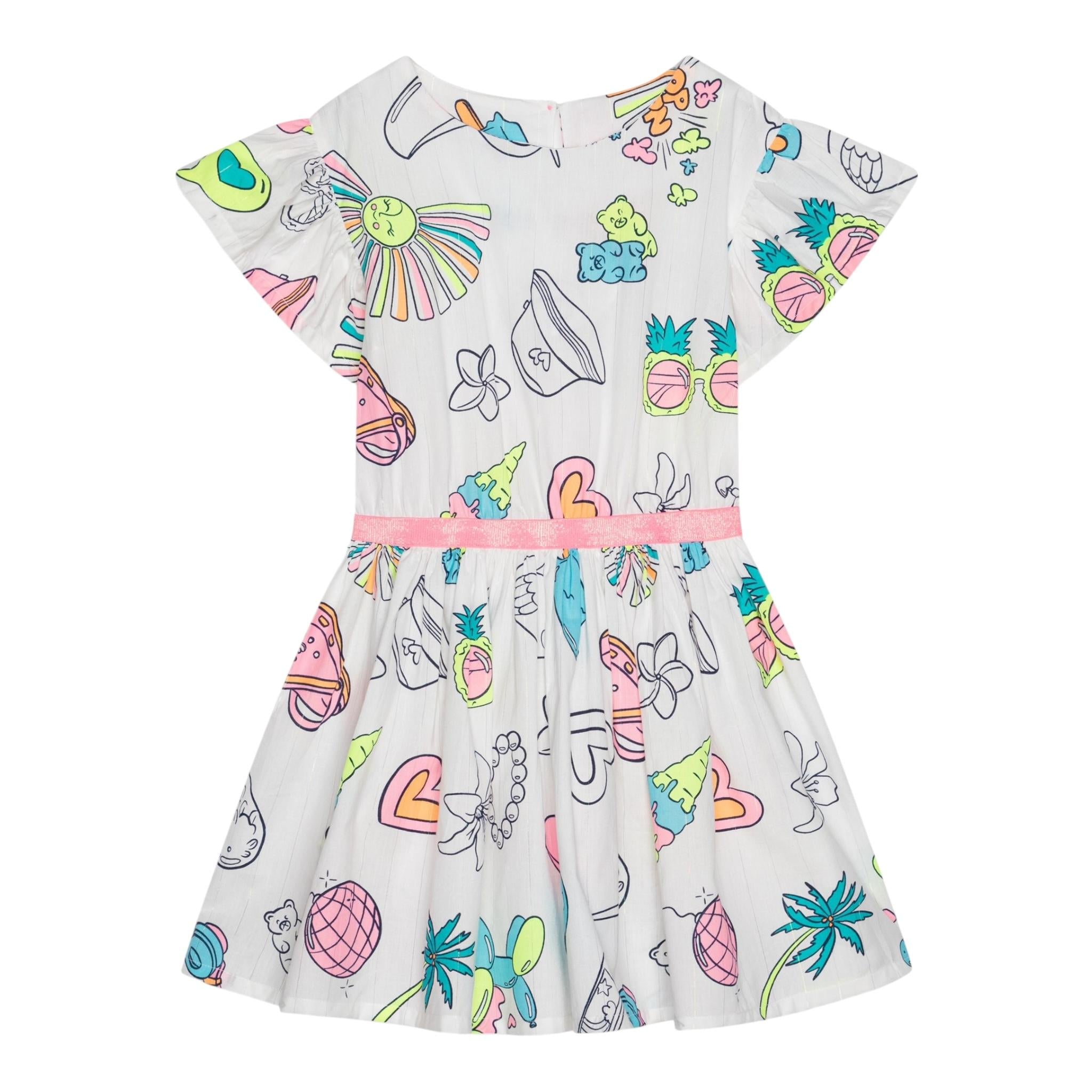 Billieblush Abito Mezza Manica Tinta Unita con Stampa per Bambina U21034J BIANCO BillIEBLUSH 