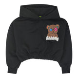 Barrow Kids Girls' Plain Front and Back Print Crop Hoodie with Black Hood