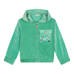 BillIEBLUSH felpa con zip e cappuccio tinta unita in velluto Verde per Bambina U20516 VERDE BillIEBLUSH 