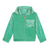 BillIEBLUSH felpa con zip e cappuccio tinta unita in velluto Verde per Bambina U20516 VERDE BillIEBLUSH 