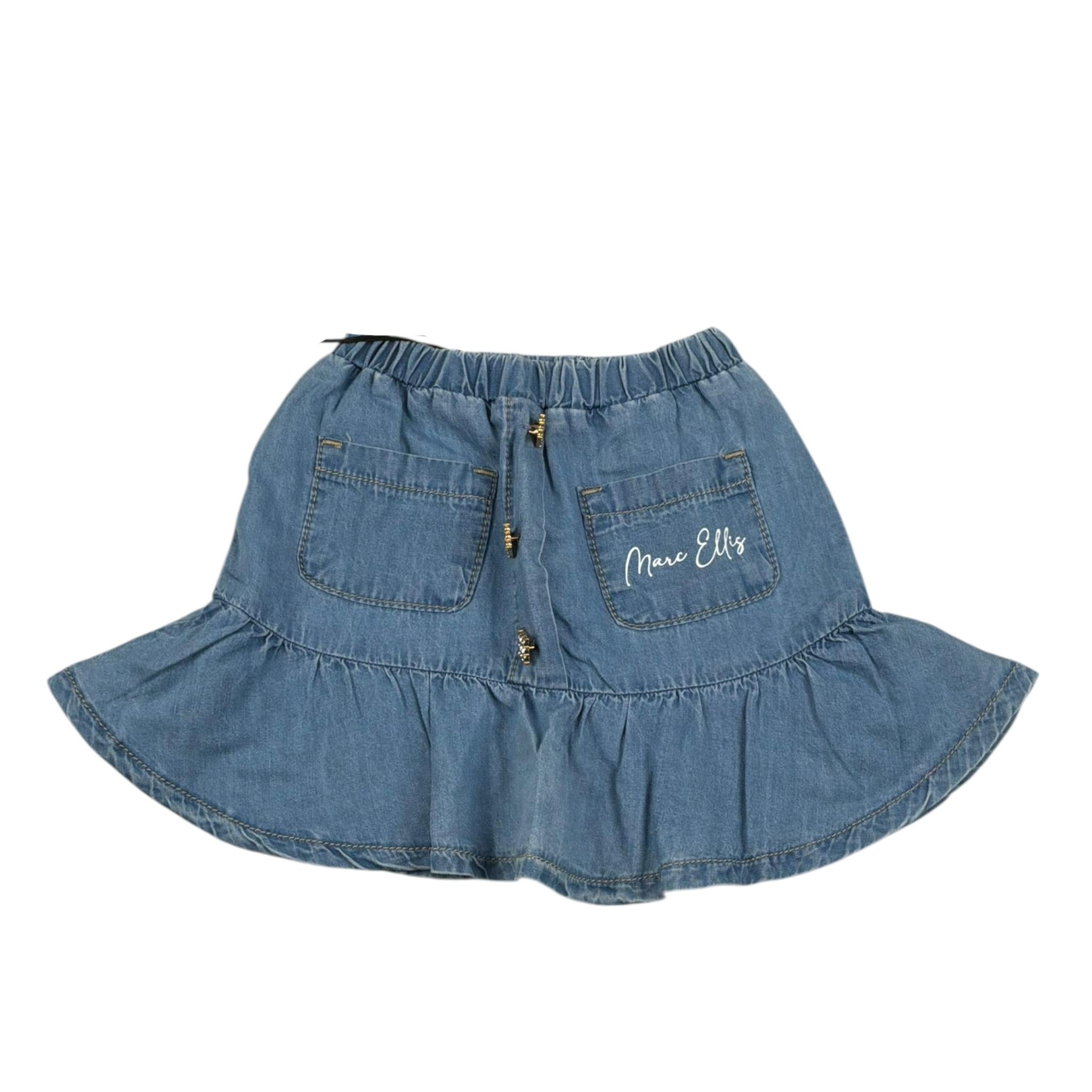 Marc Ellis Gonna In Denim Tinta Unita con Logo per Neonata JMNSK16792 AZZURRO MARC ELLIS 