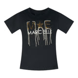 Marc Ellis Solid Color Crew Neck Sequin T-Shirt Black For Girls