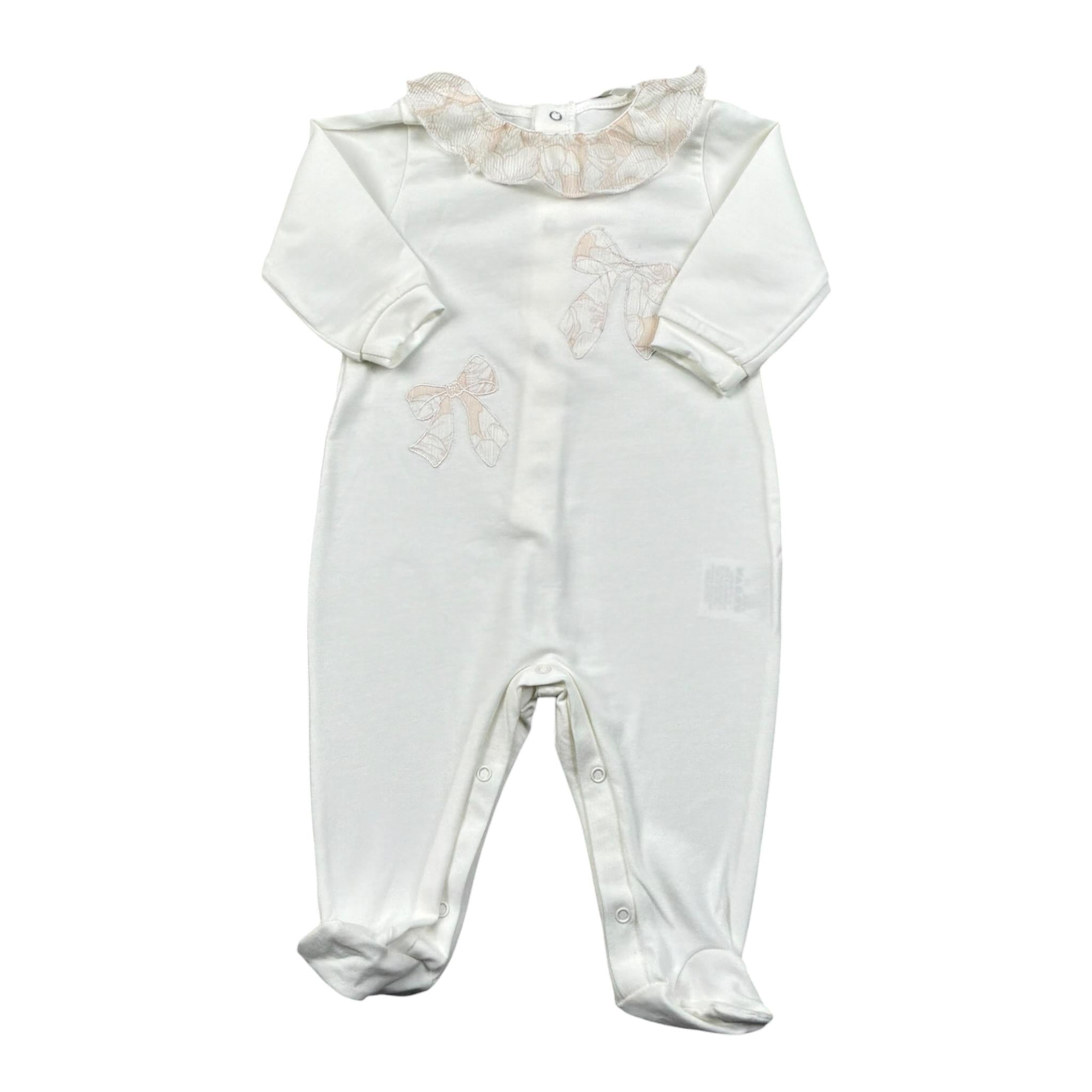 Lalalu' Tutina tinta unita con Stampa Bianco per Neonata TJL0016P BIANCO LALALU' 