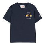SAINT BARTH t-shirt girocollo tinta unita con stampa Blu per Bambino TSH001 BLU SAINT BARTH 