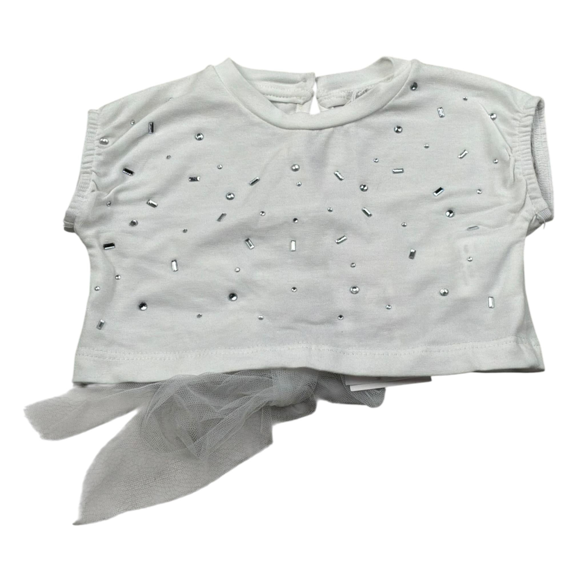 M+E' T-Shirt Girocollo tinta unita con Brillantini Bianco per Bambina UE1821J BIANCO M+E' 