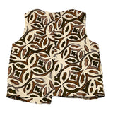 Mimisol Sampa Cream Patterned Sleeveless Top For Girls