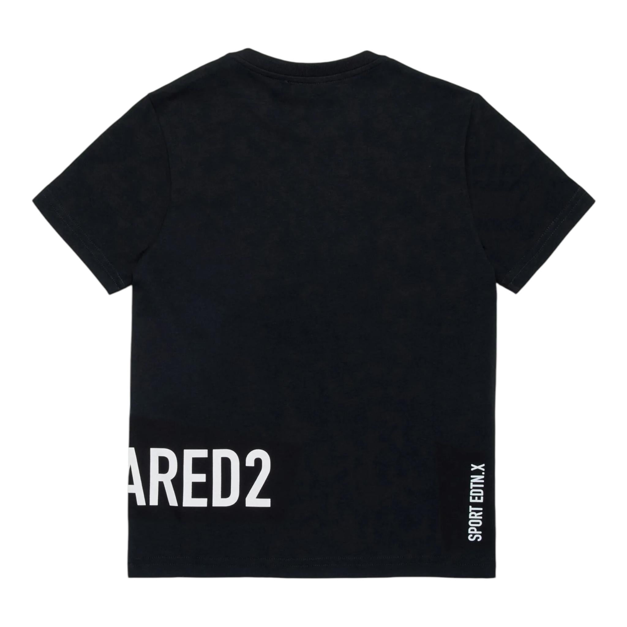 DSQUARED2 t-shirts girocollo tinta unita con stampa in contrasto Nero per Bambino DQ2537 NERO DSQUARED2 