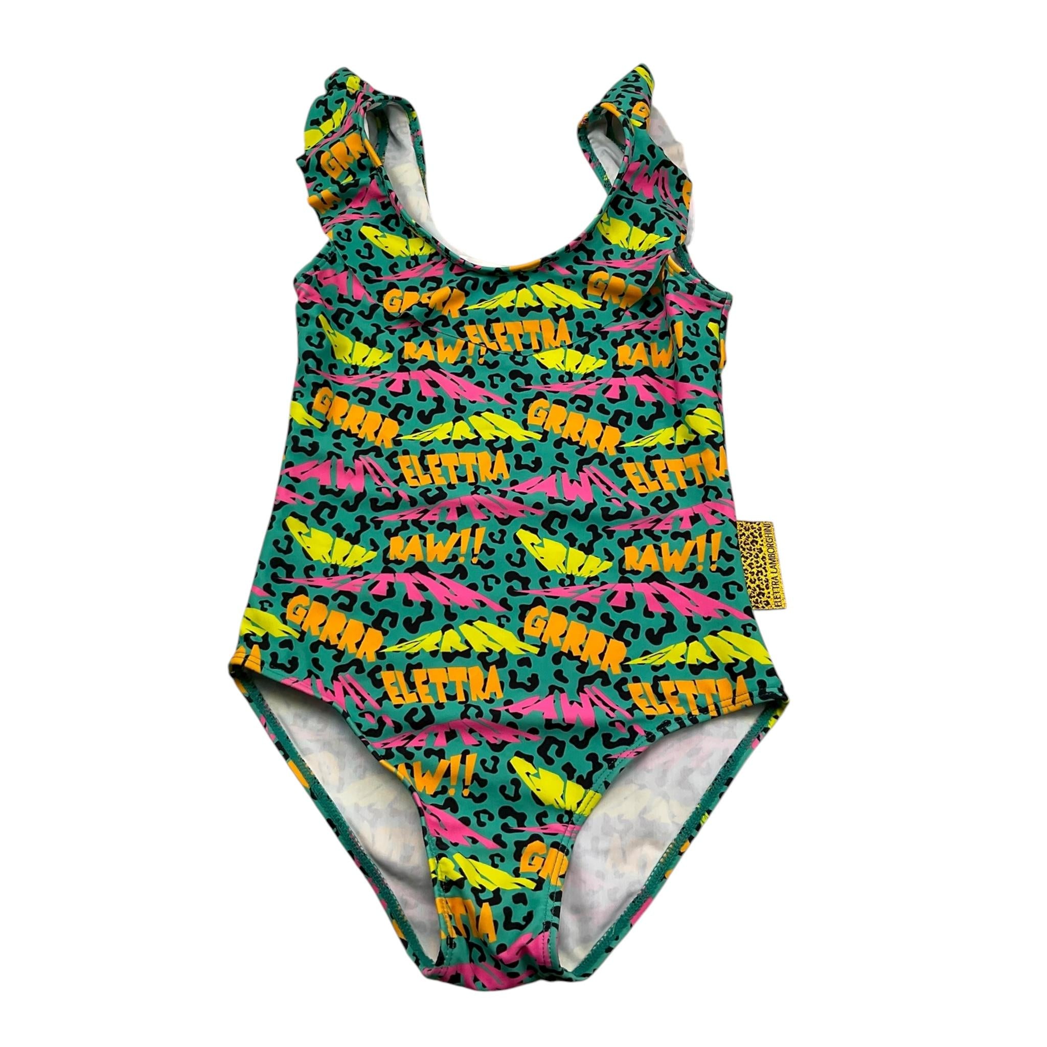 Elettra Lamborghini  Costume Intero Tinta Unita con Stampa Maculata per Bambina ELTLAM6030 VERDE ELETTRA LAMBORGHINI 