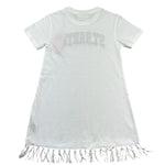 Saint Barth Abito Mezza Manica Tinta Unita con Frange per Bambina ABBEY1 BIANCO SAINT BARTH 