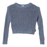 Aspesi Solid Color Light Blue Perforated Crewneck Sweater For Girls