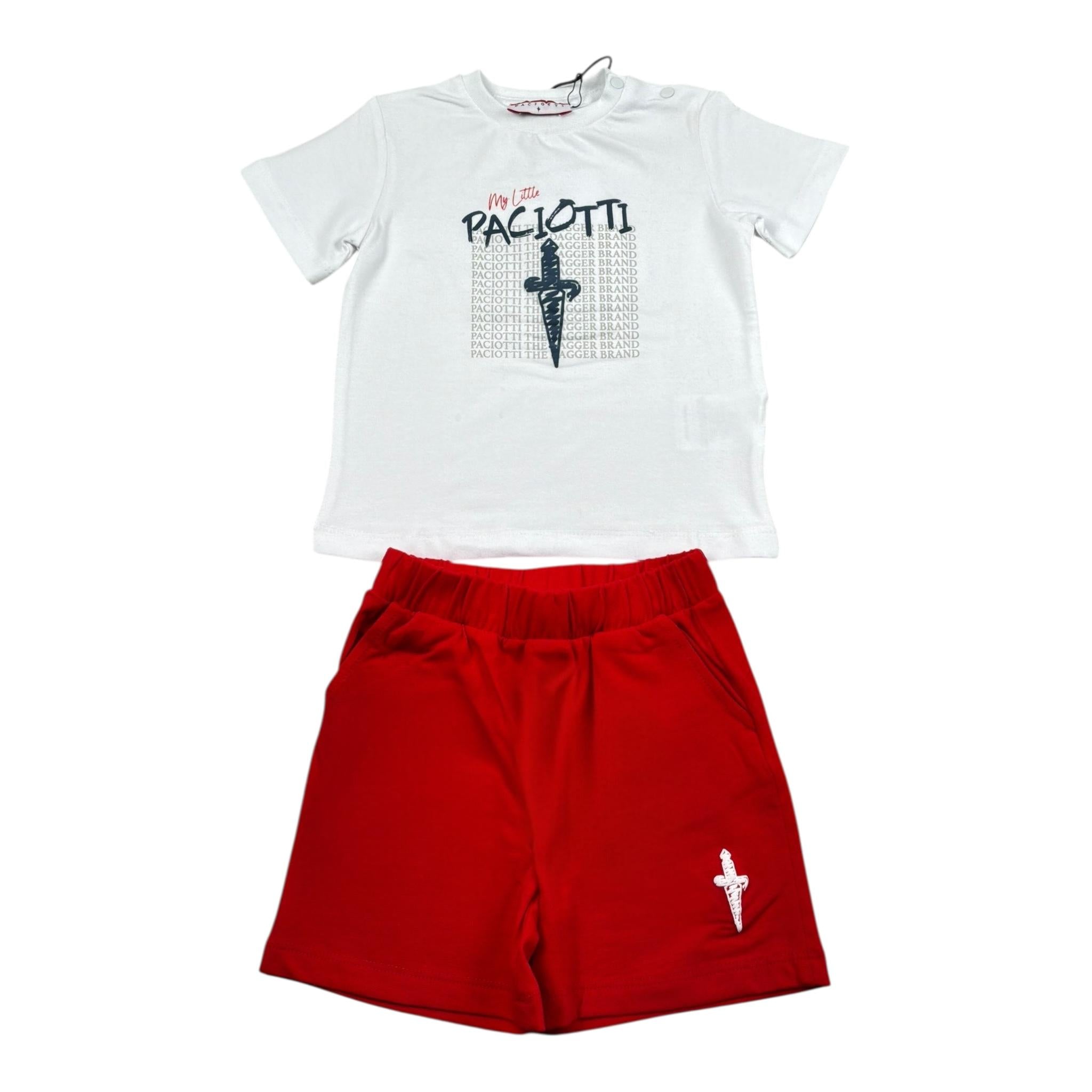 Cesare Paciotti Completo 2 Pezzi T-Shirt-Bermuda per Neonato CCP5101NX BIANCO/ROSSO CESARE PACIOTTI 