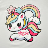 Mousse T-Shirt Girocollo Tinta Unita con Stampa per Bambina UNILEOT BIANCO MOUSSE 