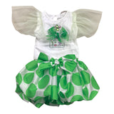 Miss Grant Two-Tone Green/White Tulle Top and Skirt Set for Baby Girl