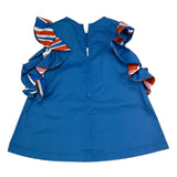 Emilio Pucci Solid Color Ruffled Sleeveless Dress Blue For Baby Girl
