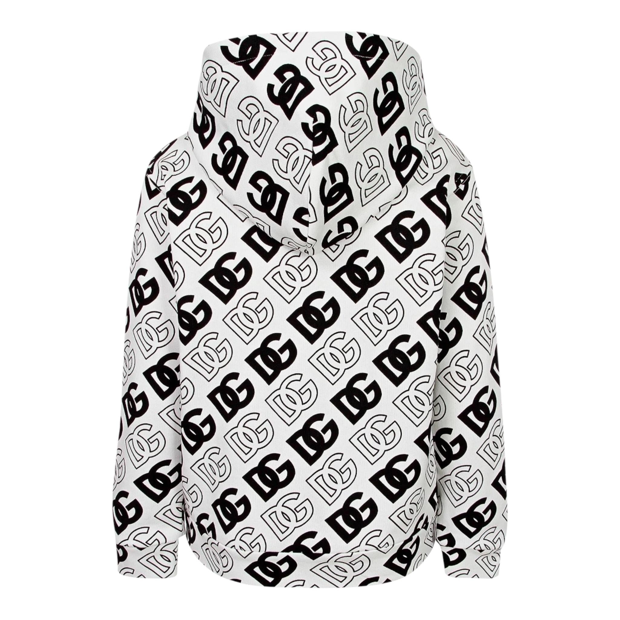 DOLCE & GABBANA felpa bicolore con zip e cappuccio logata Bianco/nero per Bambino L4JWCK BIANCO/NERO DOLCE & GABBANA 