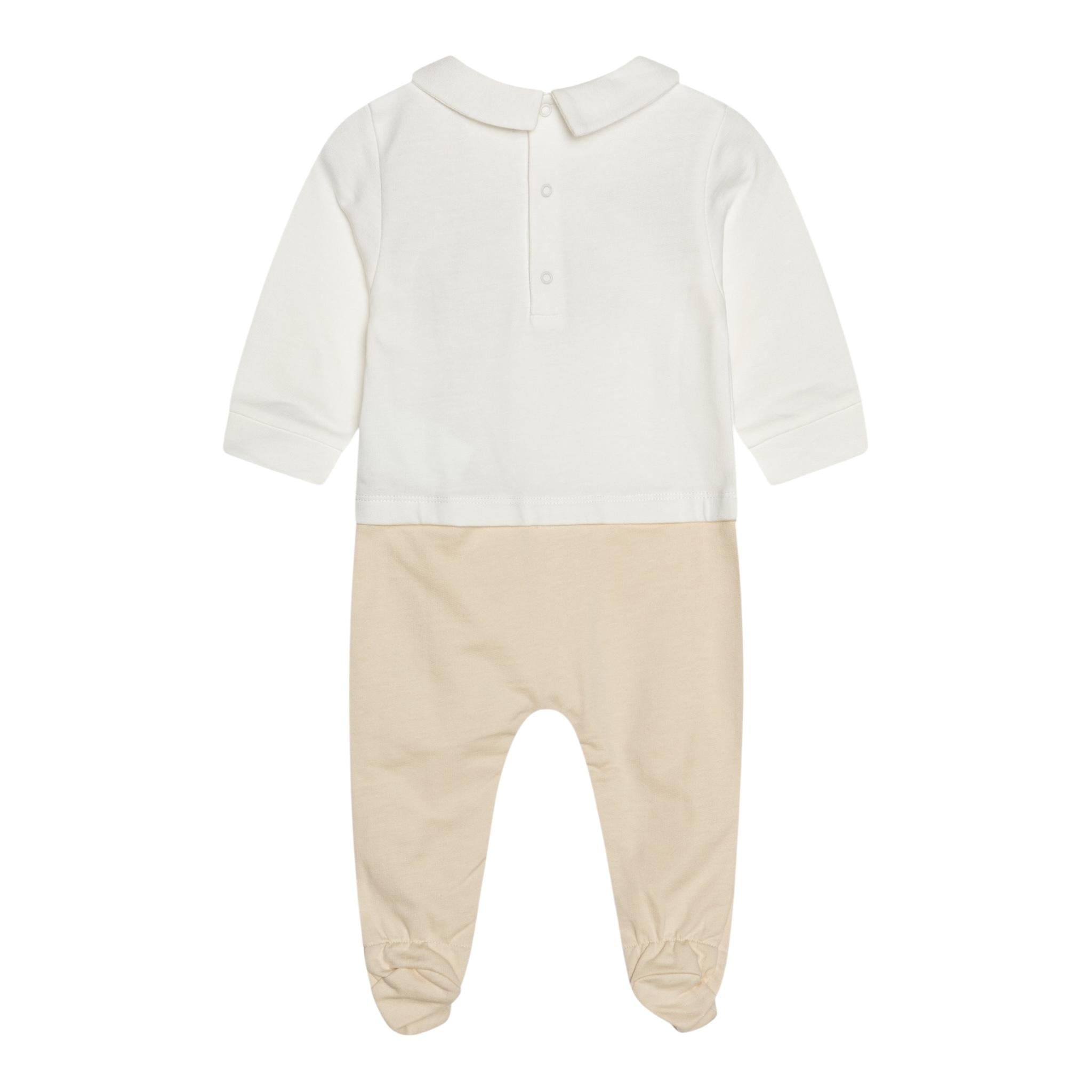 MOSCHINO tutina bicolore manica lunga con stampa orso Bianco/beige per Neonato MUY06ZO BIANCO/BEIGE MOSCHINO 