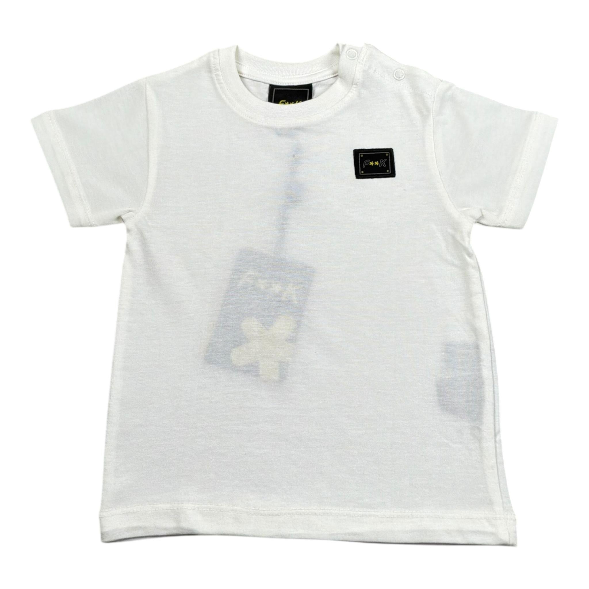 F**K T-Shirt Girocollo Tinta Unita con Stampa per Neonato FJ2450038WHN BIANCO F**K 