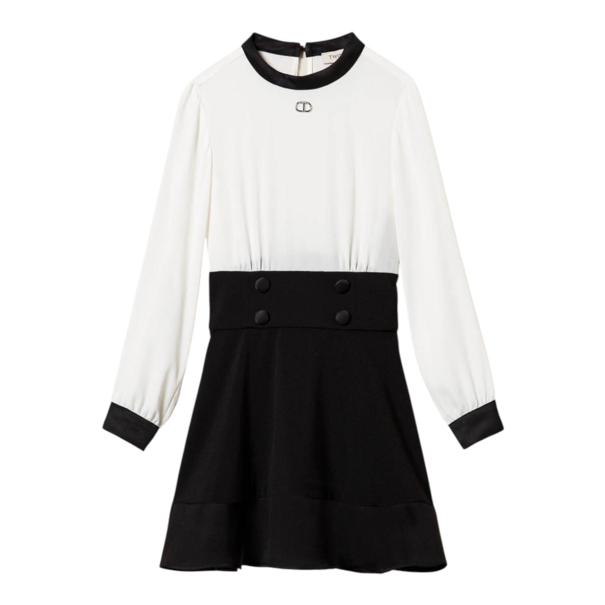 TWINSET abito bicolore con profili in contrasto Bianco/nero per Bambina 242GJ2113 BIANCO/NERO TWINSET 