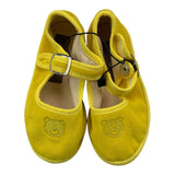 Little Bear Solid Color Velvet Sandals With Yellow Button For Baby Girl