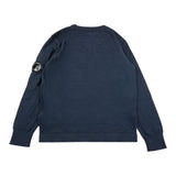 CP Company Blue Logo Solid Color Crew Neck Sweater For Boys