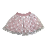 Alice Pi Solid Color Skirt With Tulle And Pink Embroidery For Baby Girl