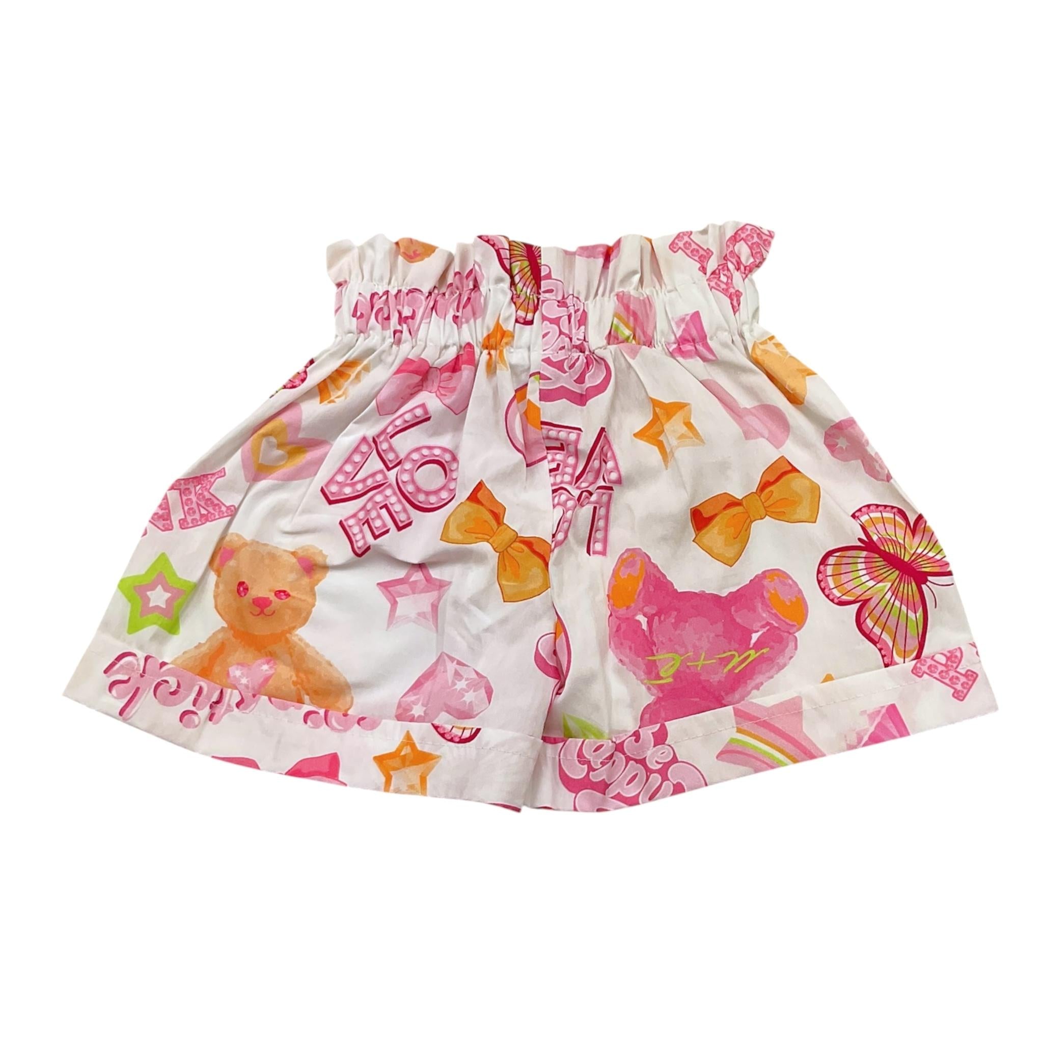 M+E' Short Tinta Unita con Stampa per Neonata UE0664 BIANCO M+E' 