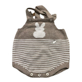 Chicco Beige Striped Knit Romper For Newborn