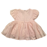 Mini Banda Dress Half Sleeve Solid Color With Pink Bow For Baby Girl